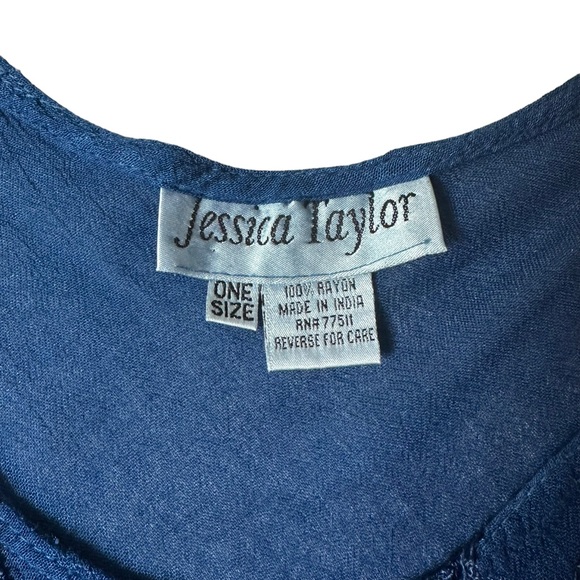 Jessica Taylor Womens  Blue Tie Up Embroidered Details Curved Hem Dress one size - Picture 7 of 10